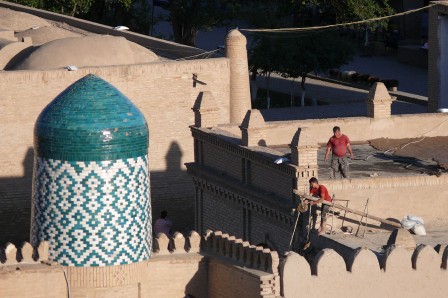 Khiva, la vieille ville. Itchon kala vue du bastion Konya kala