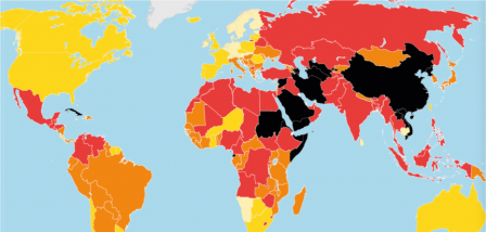 Carte de la liberté de la presse - RSF 2021, nov. 2022