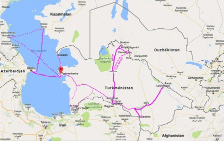 Principaux axes de transit à travers le Turkmenistan